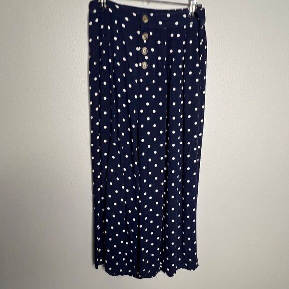 American Eagle 2 piece Coordinating Set Top and Pants Navy Blue Polka Dot Size S - Picture 8 of 11